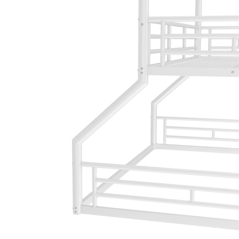 Twin over Twin over Full Bunk Bed, Metal Triple Bunk Bed with Safety Guardrails, Heavy-duty Bunk Bed with Noise-reduced Design