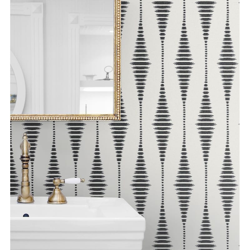Seabrook Designs Diamond Stripe Glass Beaded Unpasted Wallpaper