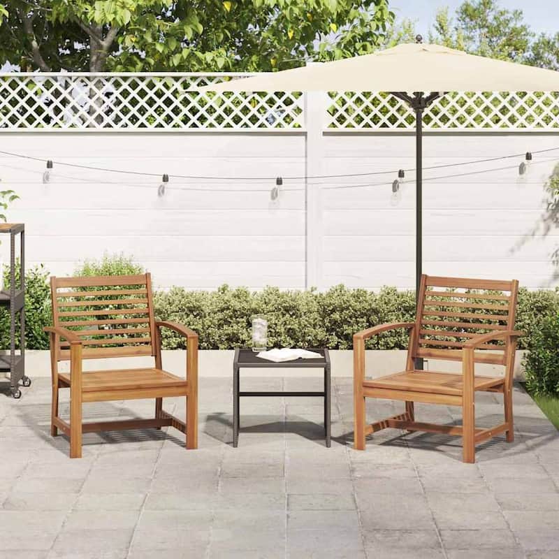 vidaXL Garden Chairs 2 pcs Natural 60 x 65 x 76.5 cm Solid teak wood - 23.6 x 25.6 x 30.1 inch
