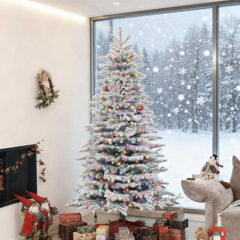 Snow Flocked Artificial Christmas Tree - Festive Snowy Finish - Green