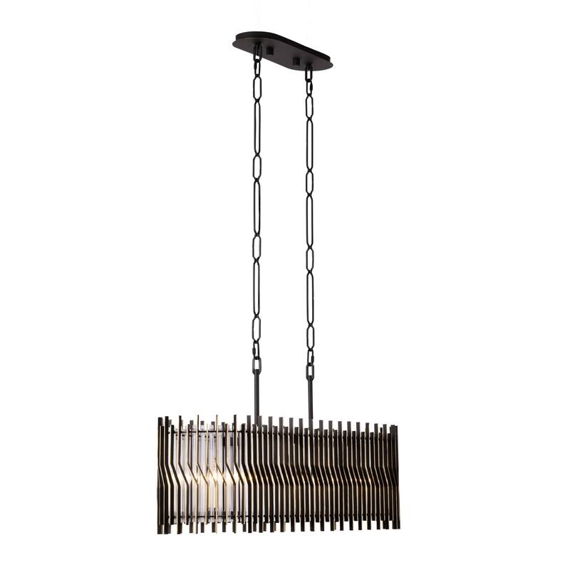 Varaluz Park Row Linear Pendant - Matte Black/French Gold - 36"W