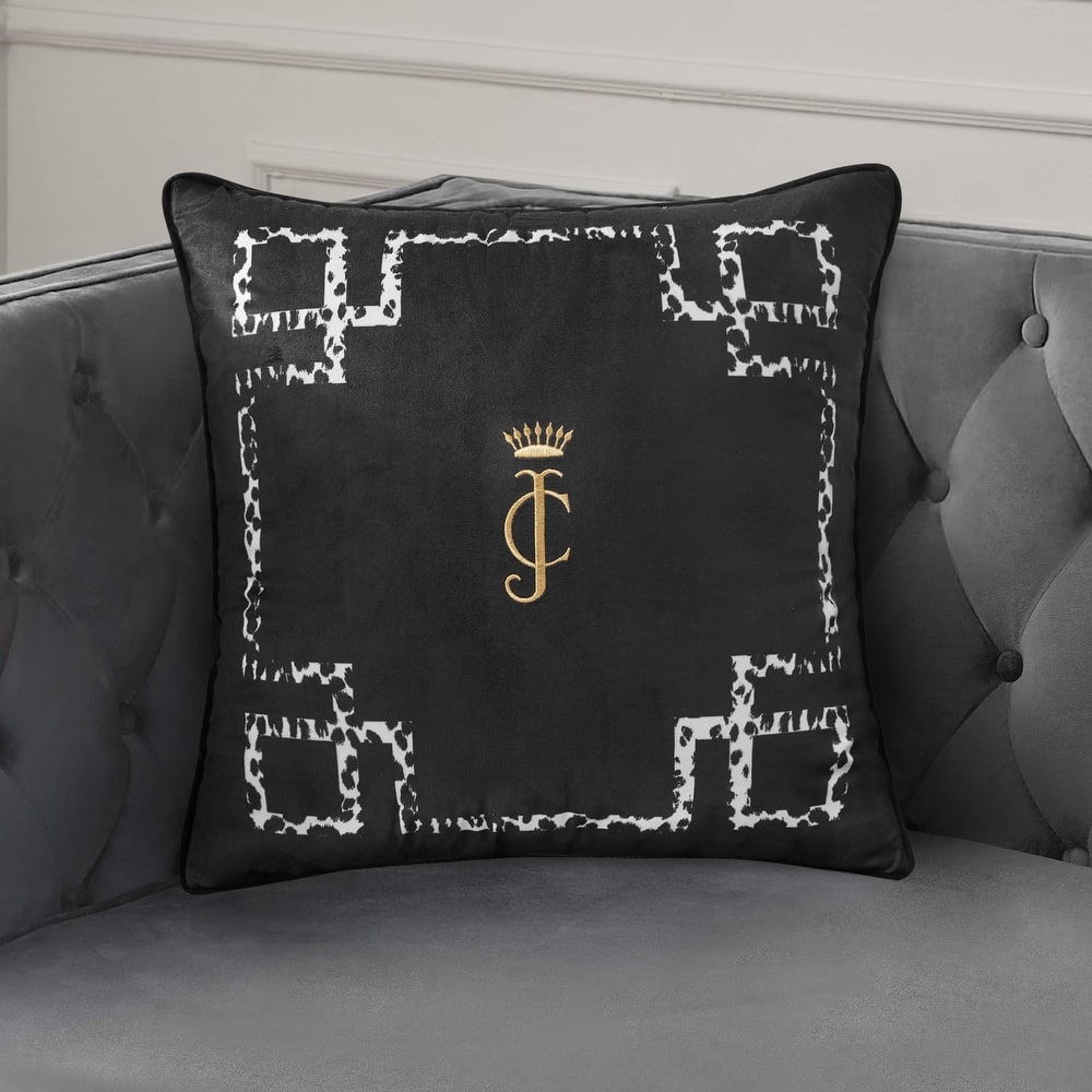 Juicy Couture Velvet Lattice Pillow 20" x 20", Black