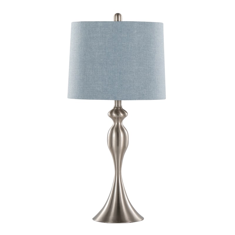 Ashland 27" Contemporary Metal Table Lamp in Brushed Nickel with Light Blue Linen Shade from Grandview Gallery by - Set of 2