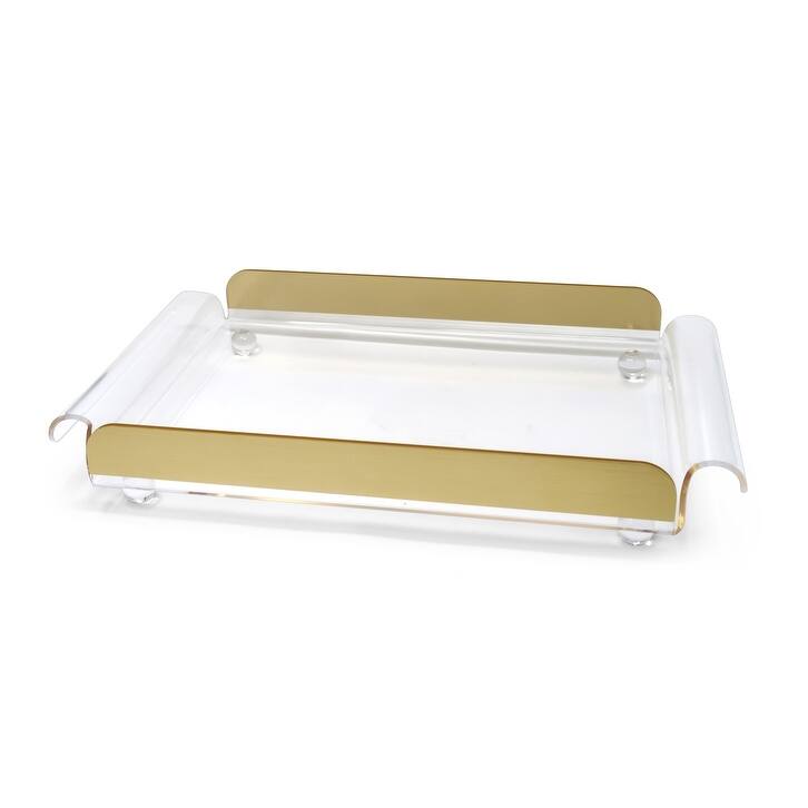 Serving Tray with Handles and Gold Sides, on Ball Legs