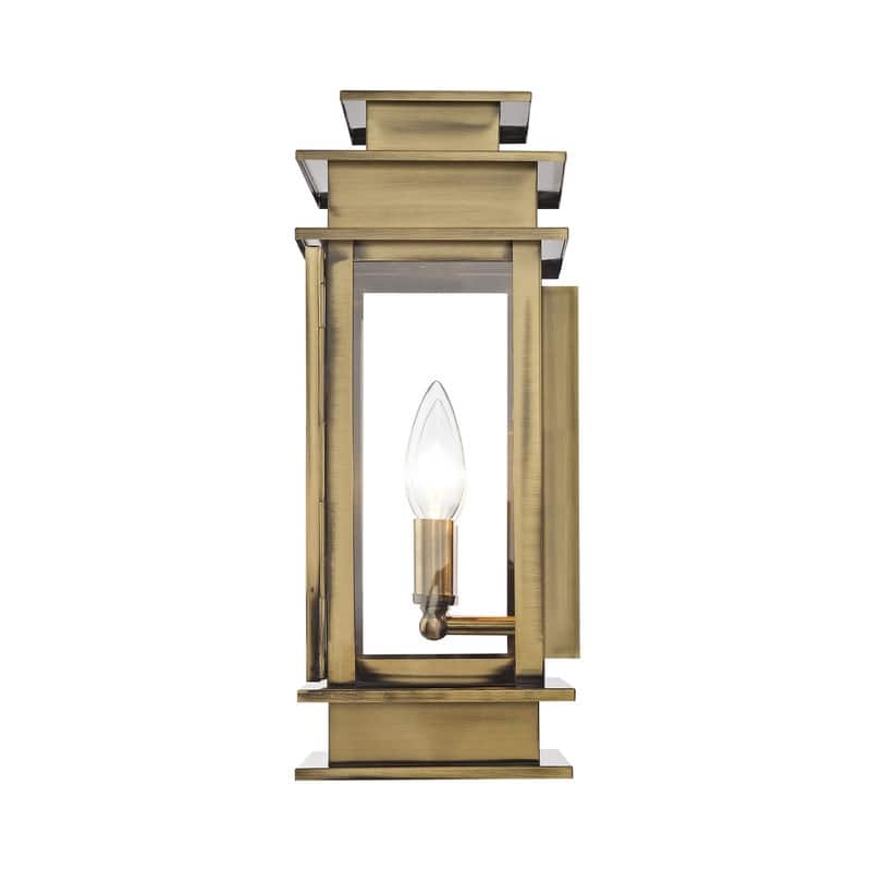 Livex Lighting 2-light Antique Brass Outdoor Wall Lantern, 2014-01 - 7.5" W X 14" H X 5.75" EXT