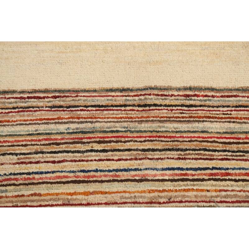 Gabbeh Kashkoli Wool Contemporary Striped Area Rug Hand-knotted Carpet - 2'6" x 4'1"