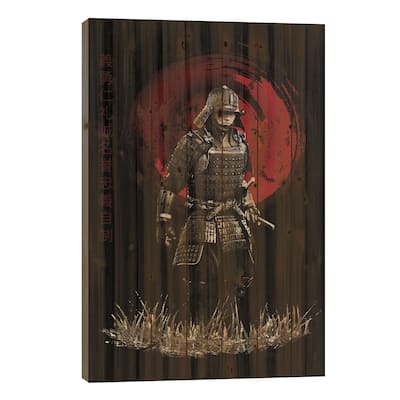 Bushido Samurai Marching Print On Wood by Cornel Vlad - Multi-Color