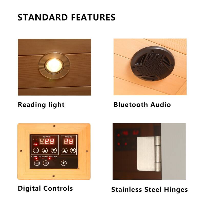 Vanity Art 1 or 2 Person Extendable Indoor FAR Infrared Sauna Bluetooth Compatible with 6 Carbon Heaters