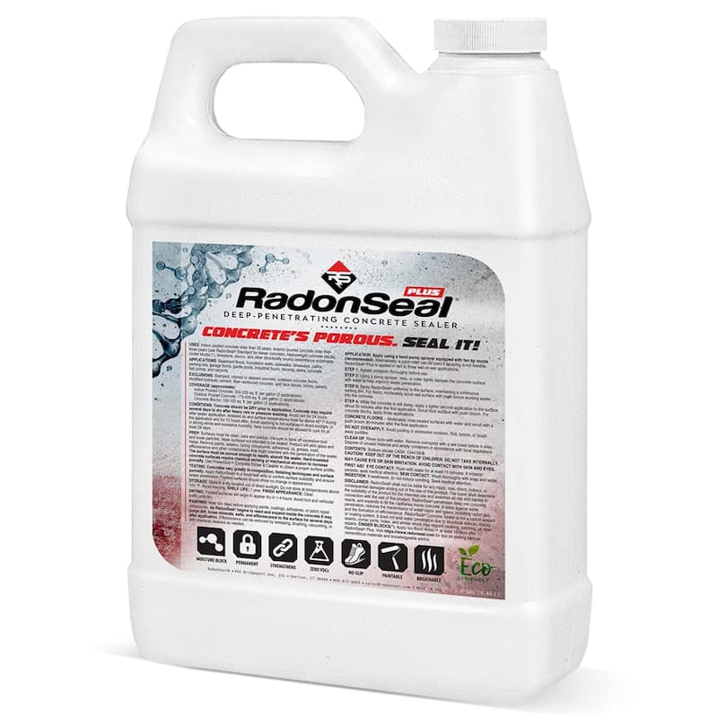 RadonSeal Deep Penetrating Concrete Sealer for Basement Walls (2.5 Gallons) - 7' x 9'