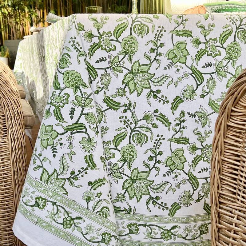 Square Tablecloth- Green Chintz floral