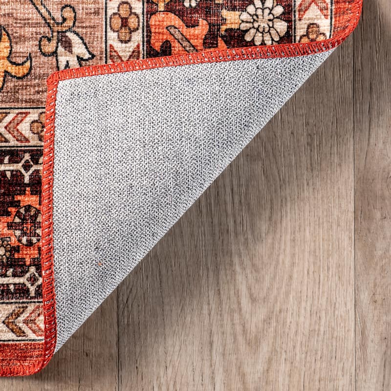 Nuloom Hera Medallion SplashGuard Machine Washable Area Rug