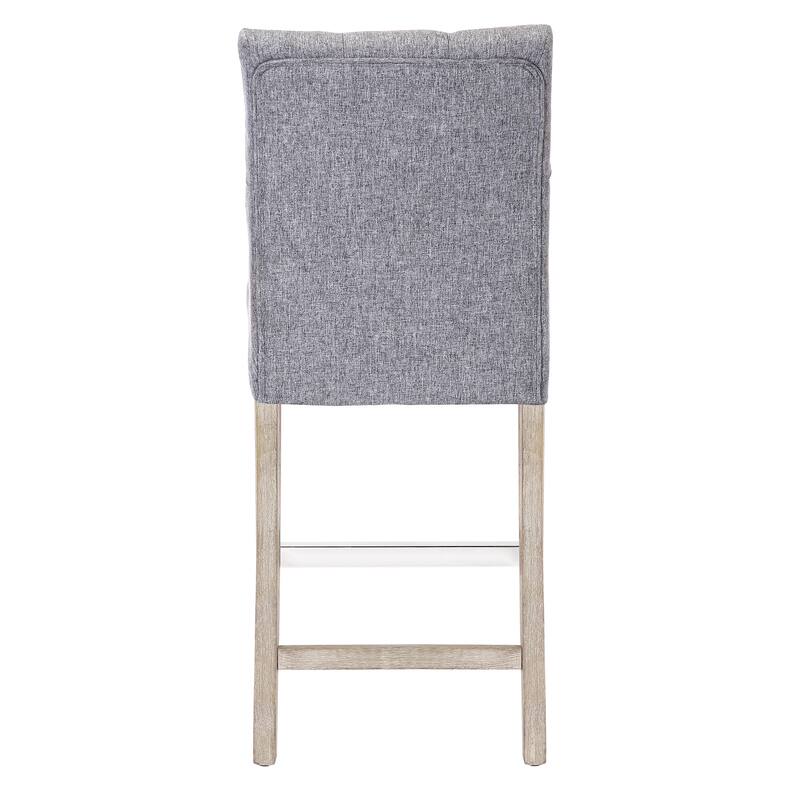 Carter 24" Classic Button Tufted Counter Stool, Antique Gray Legs