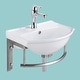 preview thumbnail 8 of 12, White Porcelain Wall Mounted Bathroom Sink with Faucet, Drain, Towel Bar and Overflow