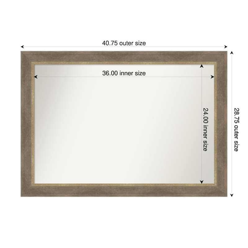 Driftwood Tan Non-Beveled Wood Framed Wall Mirror - Driftwood Tan - 41 x 29 in