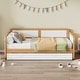 preview thumbnail 3 of 6, U-shape Daybed Twin Size Bed Solid Wood Frame Sofa Bed with Trundle Bed and Curved Guardrail for Adults, No Need Box Spring