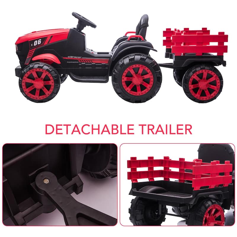 12V Kids Ride On Tractor with Trailer