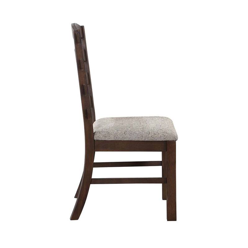 Set of 2 Side Chairs with Padded Seat, Gray and Rustic Brown