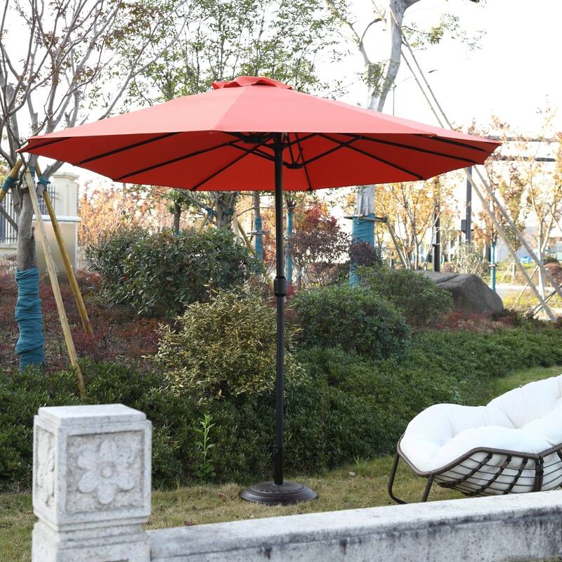 14.86 ft. Steel Market Outdoor Patio Umbrella with 12 Ribs, Crank Open/Close System, Double Sided Umbrella