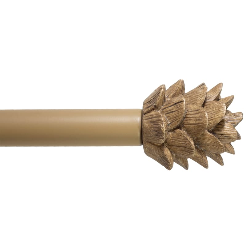 3/4" Farmhouse Pinecone Curtain Rod Adjustable Designer Window Single Rod - 84"-120" - Cottage