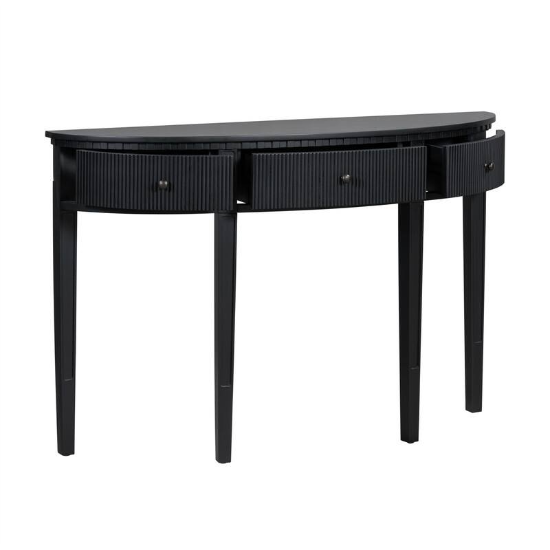 Curve Design Console Table with 3 Storage Drawers, Modern Entryway Table Sofa Table with Vertical Stripe Design and 4 Legs