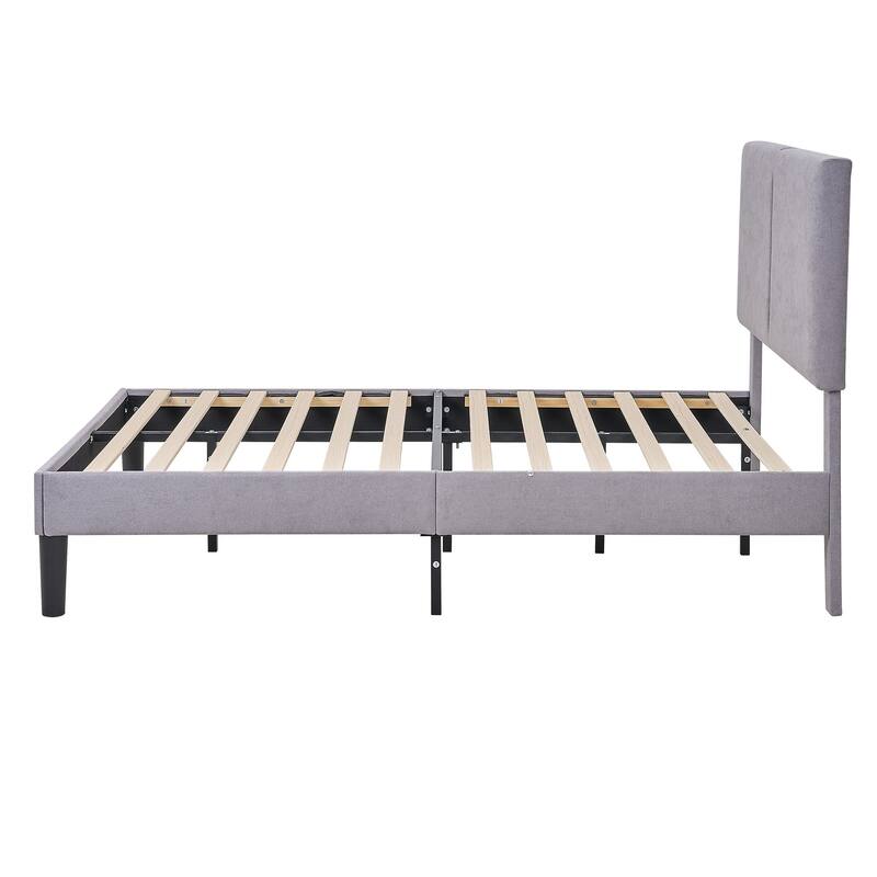 Javlergo Upholstered Platform Bed Frame with 2 USB Charging Station & Adjustable Headboard, No Box Spring Needed