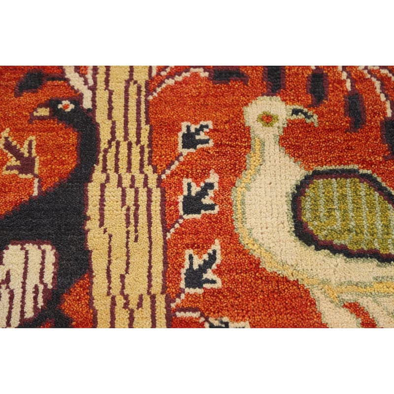 Hand Knotted Oriental 100% Wool Carpet Traditional All-Over Oranges & Rust Ziegler Area Rug - 11' 10'' X 8' 10''
