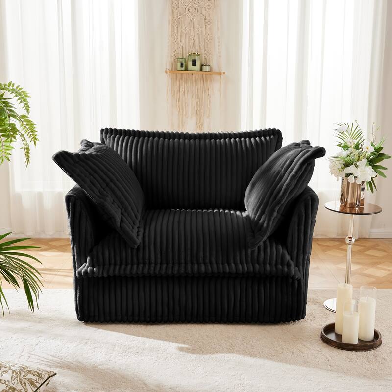 Corduroy Slipcovered Armchair with 3 Pillows & 300lb Capacity