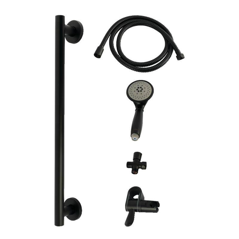 Kingston Brass Made to Match Shower System with Slide/Grab Bar and Hand Shower - Matte Black
