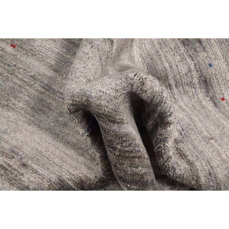 Hand Knotted Oriental Viscose Silk Carpet Tribal Animal Pictorial Greys & Charcoal Gabbeh Area Rug - 11' 8'' X 11' 9''