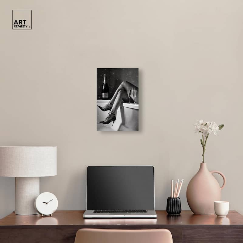 Champagne Bath Glamour Canvas by Art Remedy, Gallery Wrapped
