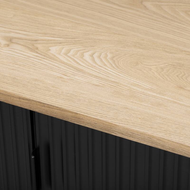 Farmhouse 51" Fluted Kitchen Island with Drop Leaf and Internal Storage Rack