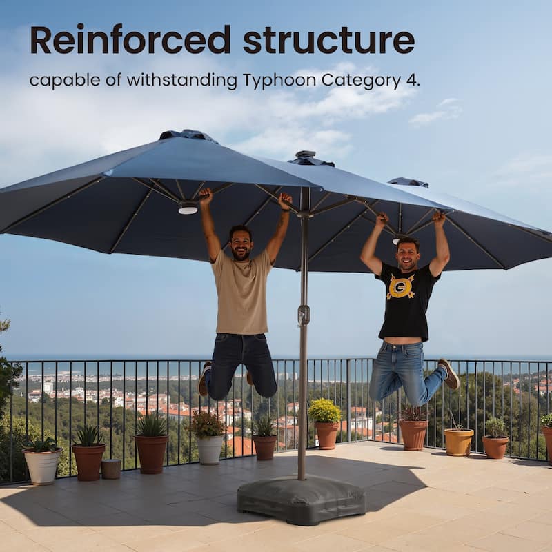 ​OVIOS 15ft Double Side Patio Umbrella Extra Large with Light