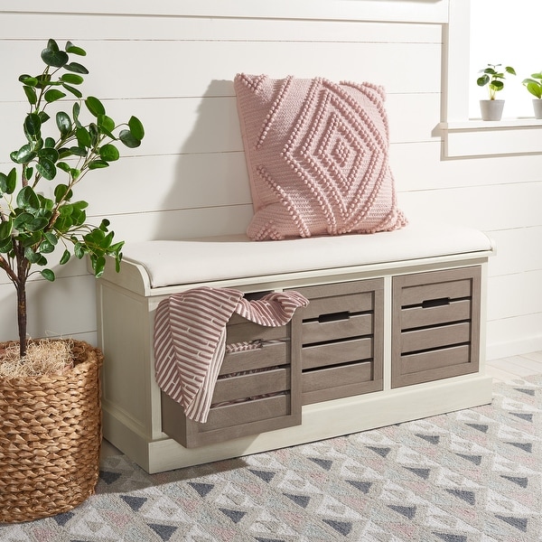 SAFAVIEH Briar 3 Drawer Cushion Bench 42 W x 15 D x 20 H On Sale Bed Bath Beyond 36047232