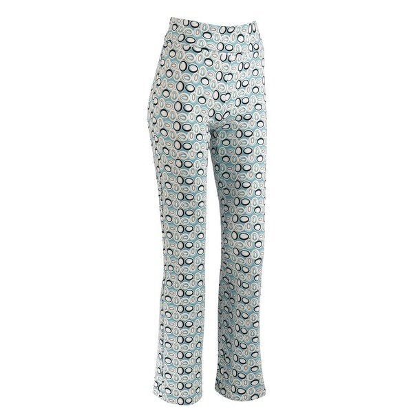 Women's Yoga Pants - Light Blue Circle Printed Workout Bottoms