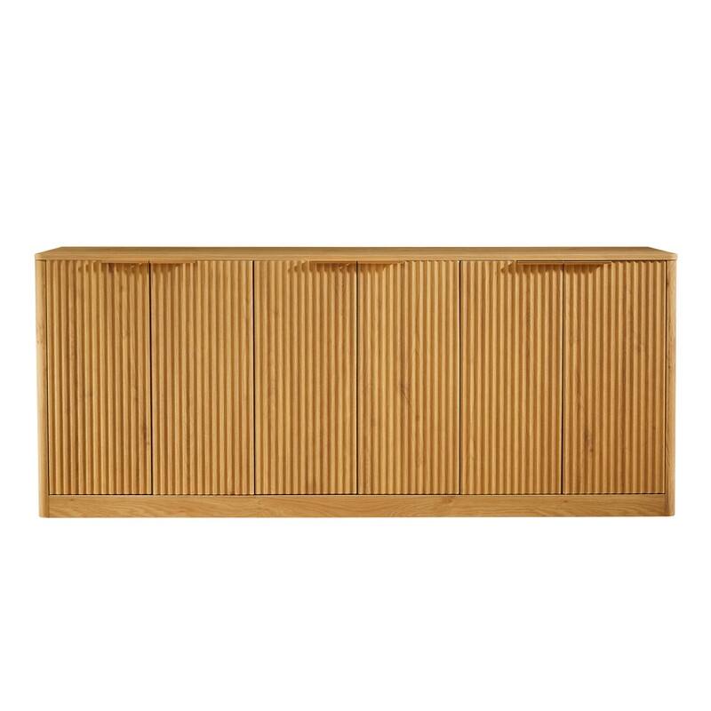 Sideboard Storage Cabinet TV Stand with wave pattern Buffet Cabinet Wooden Vertical Striped Cabinet