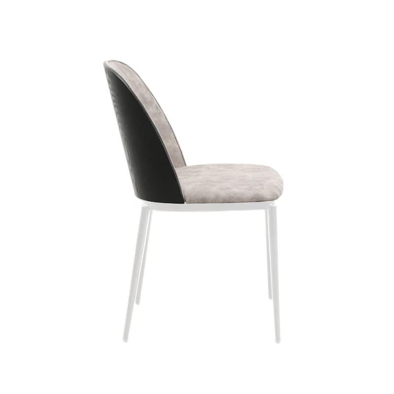 LeisureMod Tule Dining Chair with Upholstered Seat and White Steel Frame, Set of 2