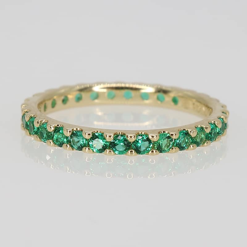 Miadora 10k Yellow Gold Created Emerald Stackable Eternity Wedding Band Ring