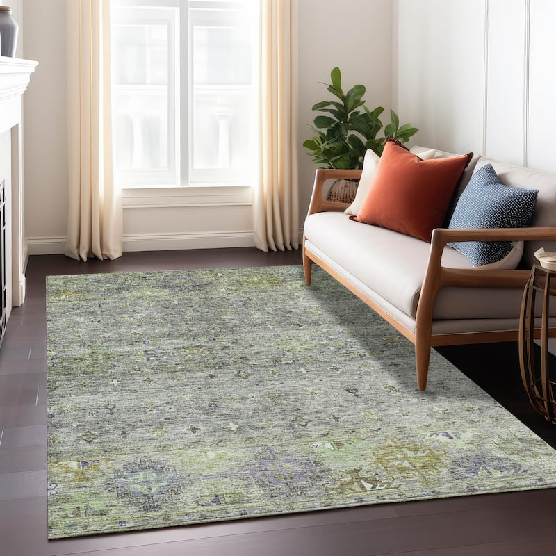 Machine Washable Indoor/ Outdoor Boho Moroccan Chantille Rug