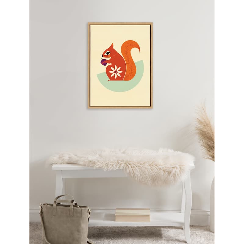 Kate and Laurel Sylvie Squirrel Framed Canvas by Amber Leaders