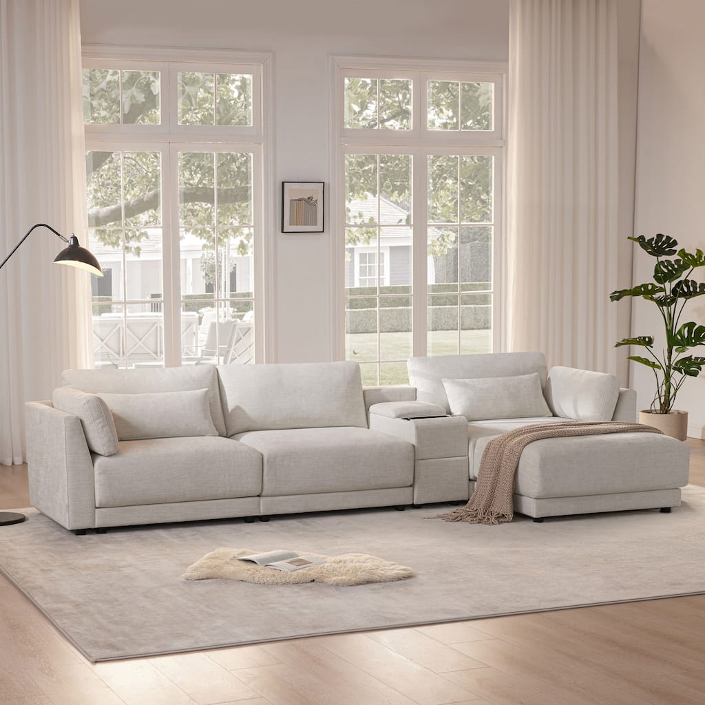 Modern L-Shaped Modular Sectional Sofa with Storage Console and USB Charging by Harper & Bright Designs