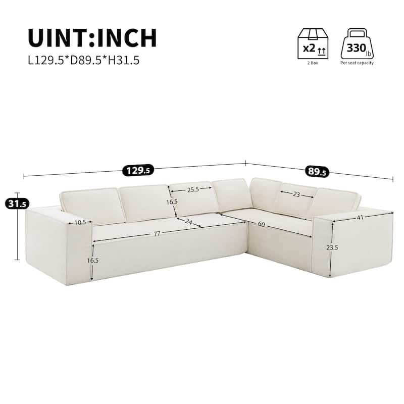 Modular L Shaped Sectional Sofa Floor Couch Chenille Upholstered Sofa