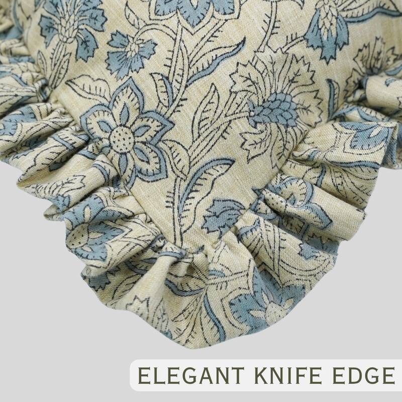 Fabdivine Hand Block Double Side Floral Print Sofa, Couch Decoration Pillow Case