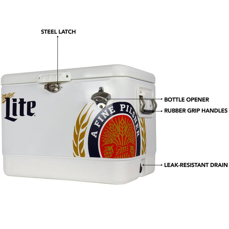 Miller Lite Ice Chest Cooler with Bottle Opener, 51L (54 qt)