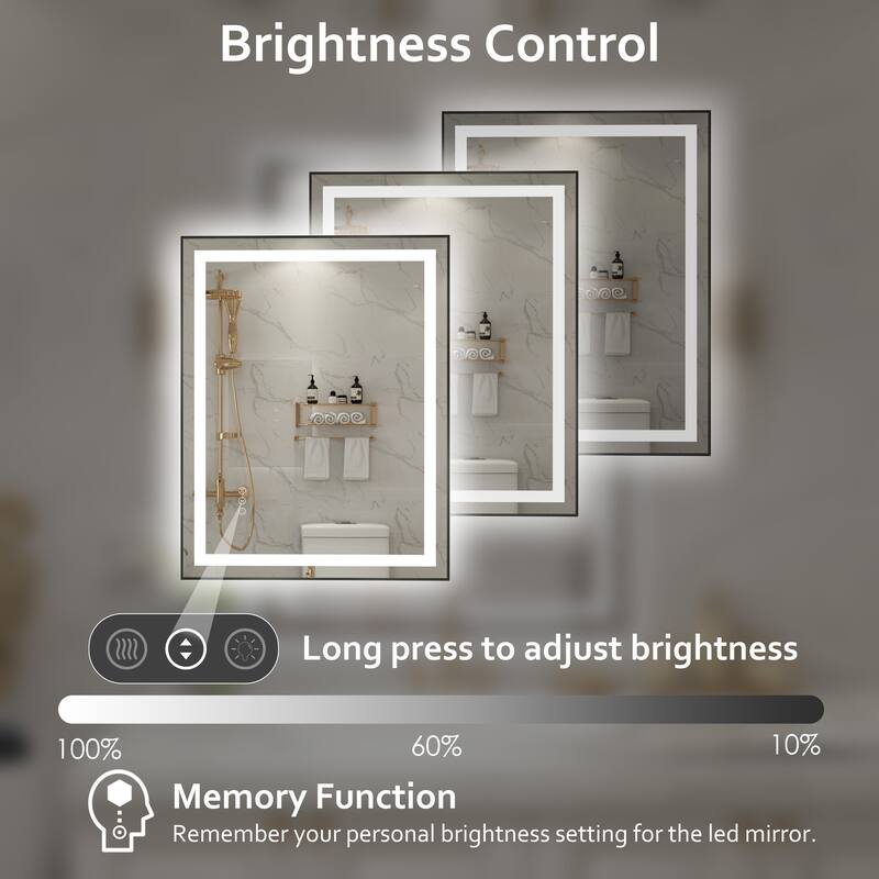 QuivaraView Aluminum front light and backlit LED lighted Framed Tempered Glass Bathroom Vanity Wall Mounted Mirror