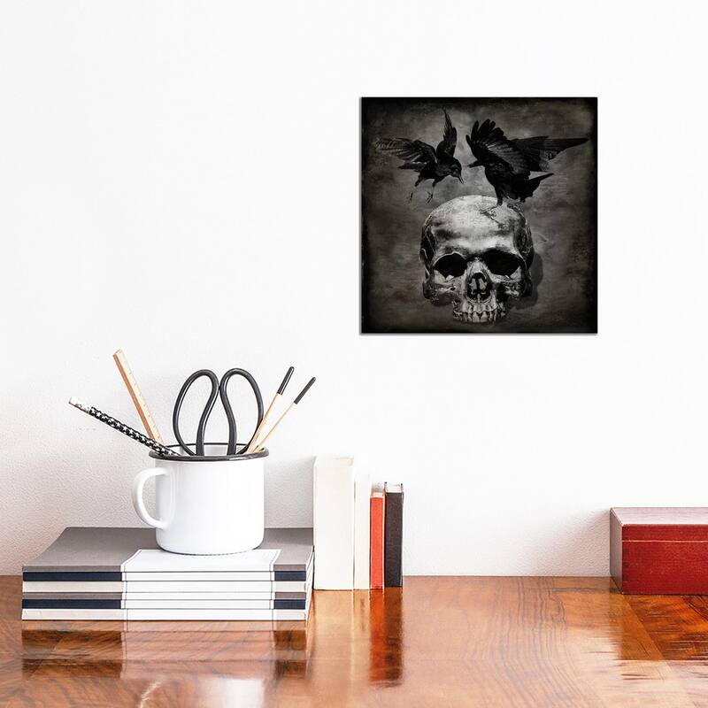 iCanvas "Skull With Crows" by Martin Wagner Canvas Print - 12x12x0.75