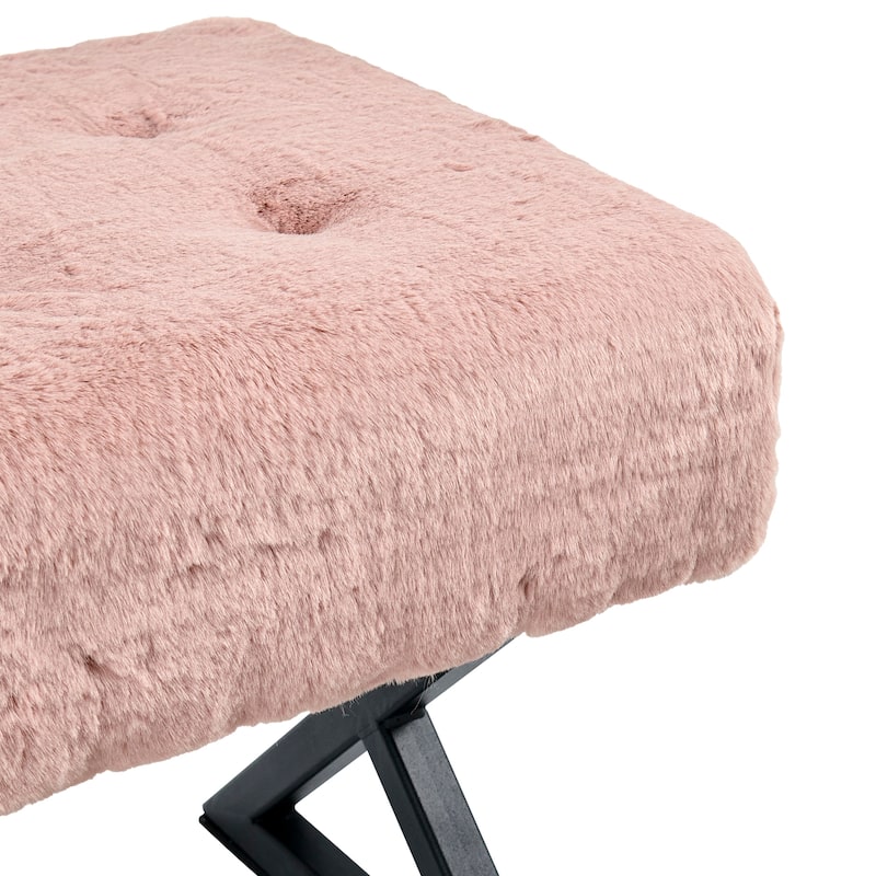 FauxFur Ottoman Vanity Stool 19"X19"X19".