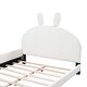 preview thumbnail 8 of 10, Full Size Upholstered Platform Bed with Cartoon Ears Shaped Headboard, White
