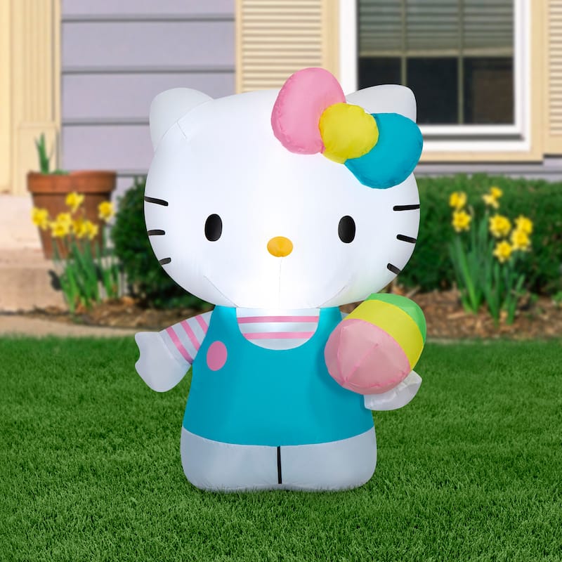 Gemmy Airblown Inflatable 3ft Easter Spring Blooms Hello Kitty Sanrio Easter Yard Decor