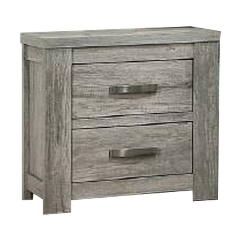 Gray 2 Drawer 17 in. W Nightstand with Bar Metal Handles