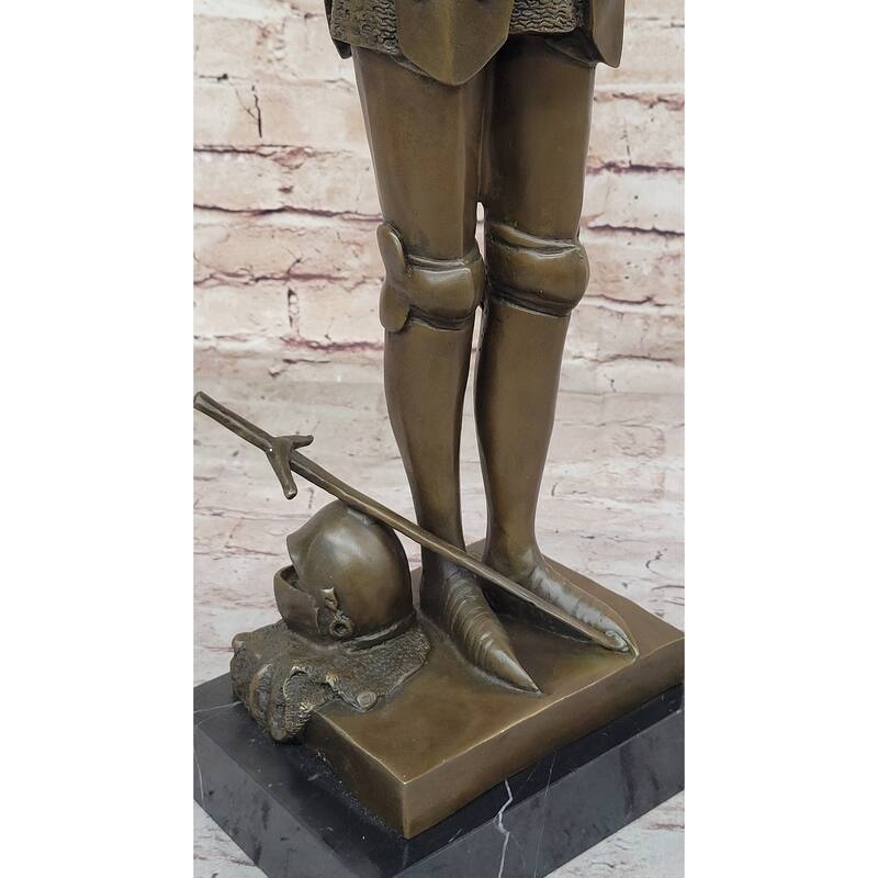 Saint Joan Of Arc In Armor Praying - Bronze Sculpture Statue By Mercie